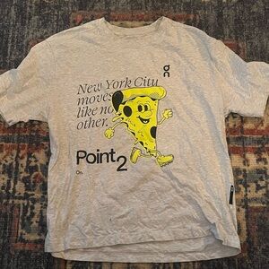 On NYC pizza t shirt